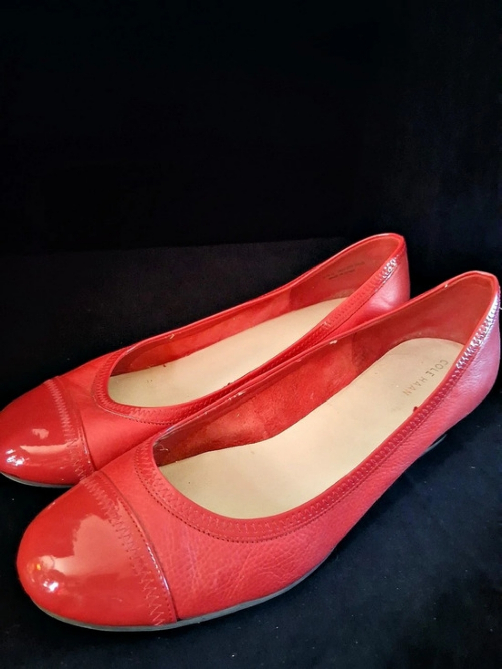 Cole Haan Red Patent Leather Shoes With Low Wedge Heels Size 101/2